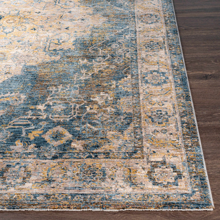 Rhoose Traditional Style Blue And Beige Area Rug