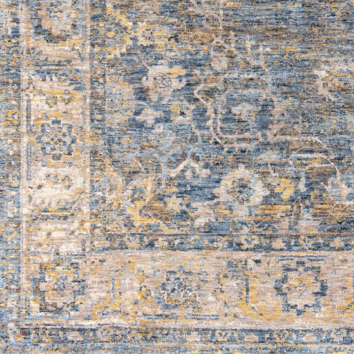 Rhoose Traditional Style Blue And Beige Area Rug