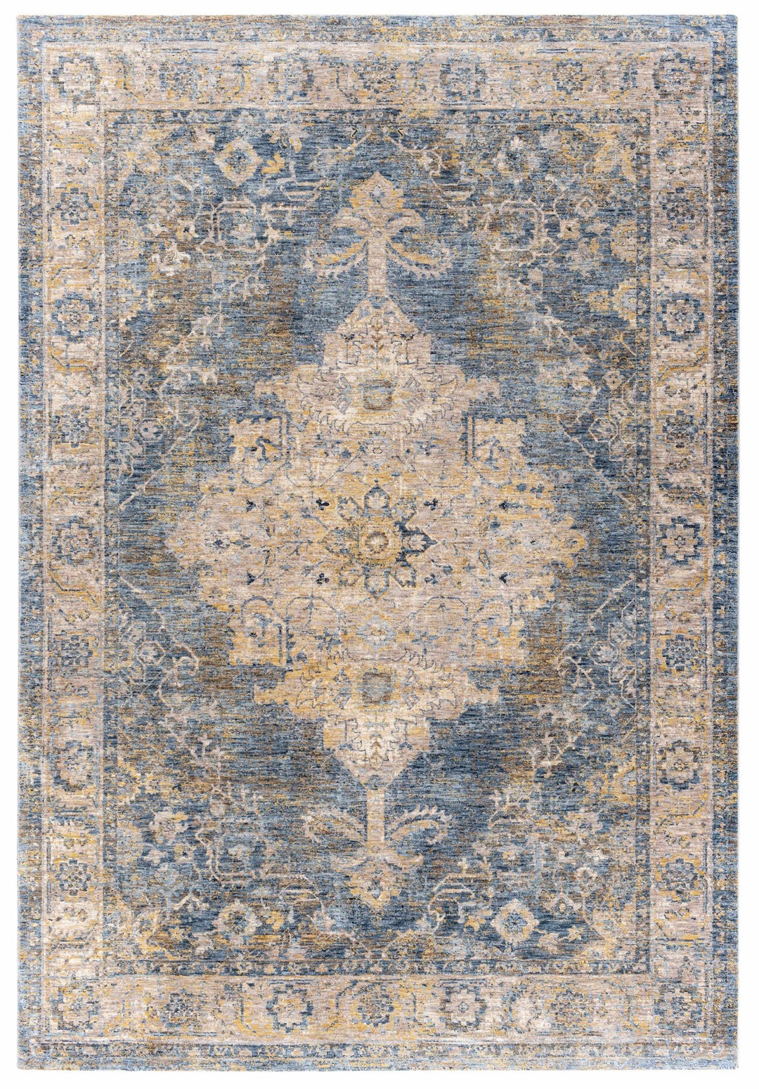 Rhoose Traditional Style Blue And Beige Area Rug - The Rug Decor