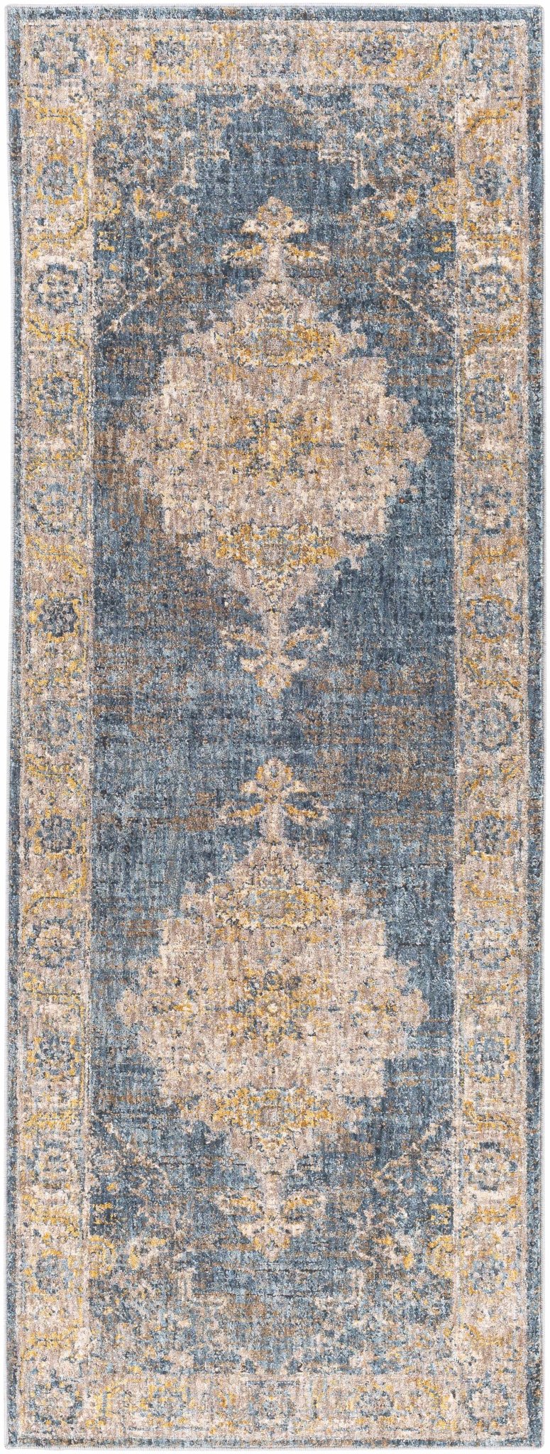 Rhoose Traditional Style Blue And Beige Area Rug - The Rug Decor