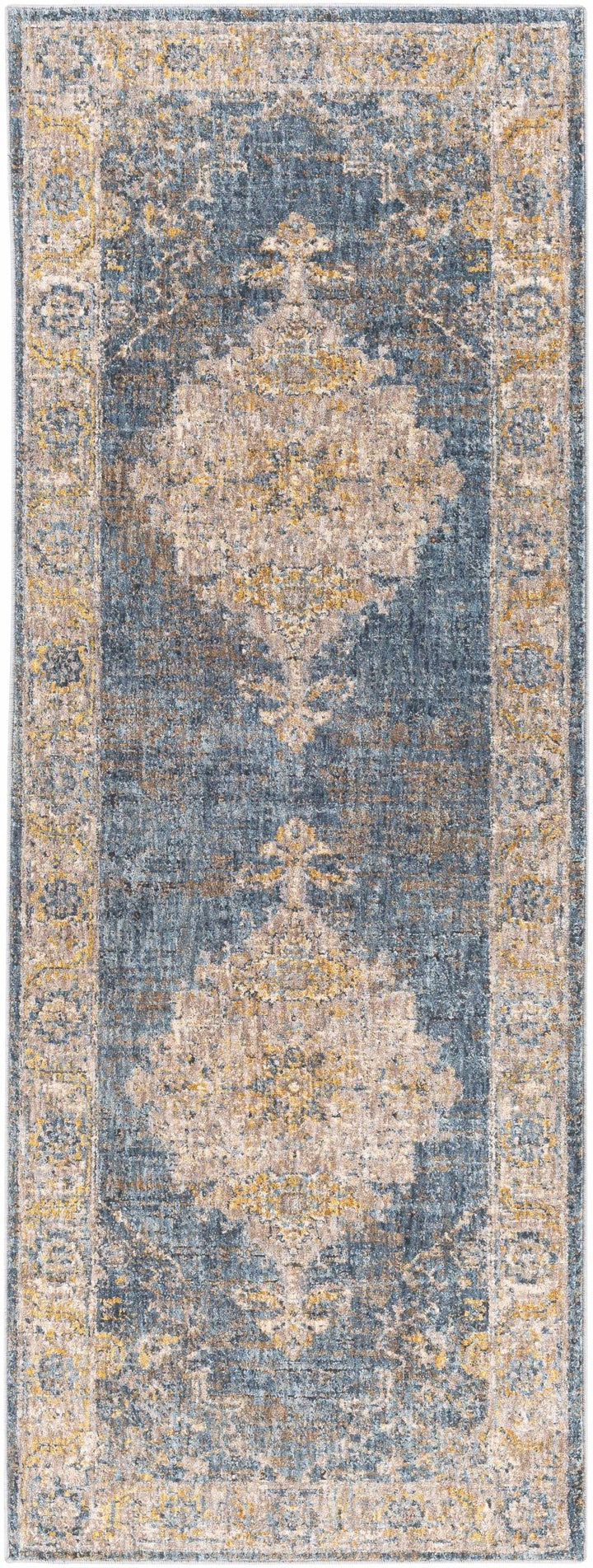 Rhoose Traditional Style Blue And Beige Area Rug - The Rug Decor