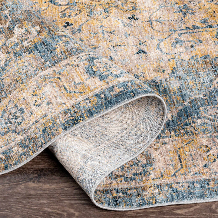Rhoose Traditional Style Blue And Beige Area Rug - The Rug Decor