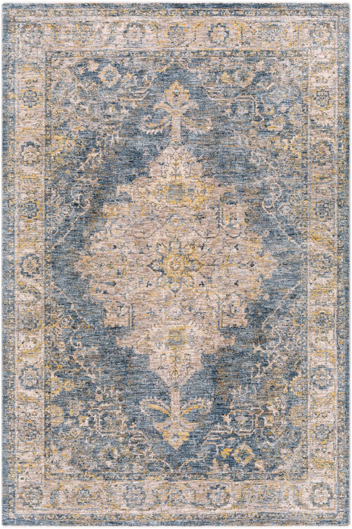 Rhoose Traditional Style Blue And Beige Area Rug - The Rug Decor