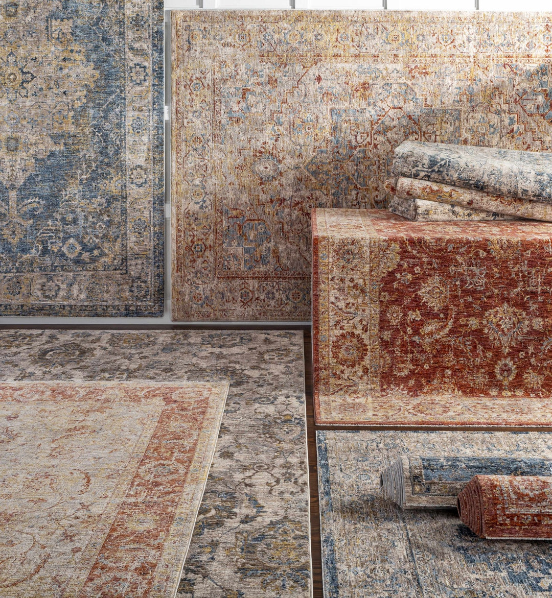 Rhoose Traditional Style Blue And Beige Area Rug - The Rug Decor