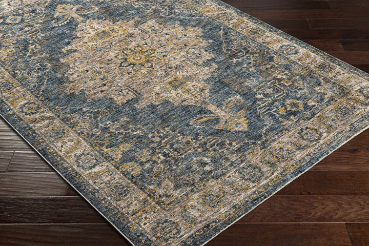 Rhoose Traditional Style Blue And Beige Area Rug - The Rug Decor