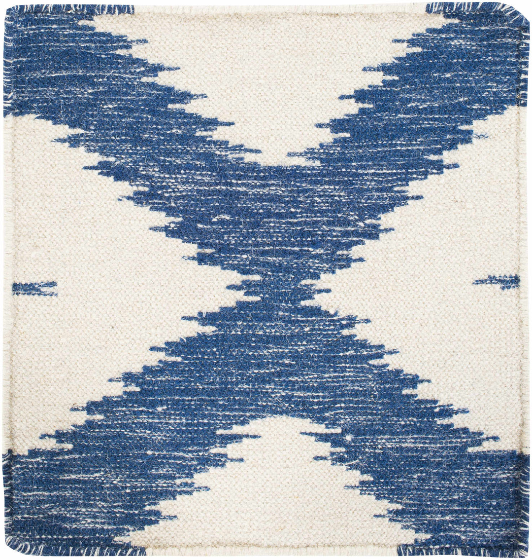 Richton Contemporary Blue And White Hand Woven Wool Rug