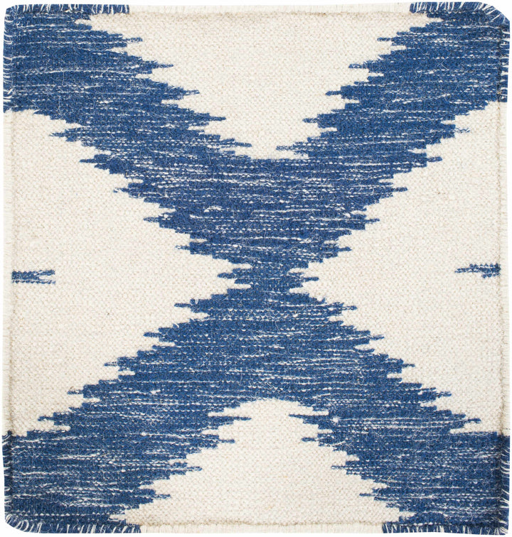 Richton Contemporary Blue And White Hand Woven Wool Rug
