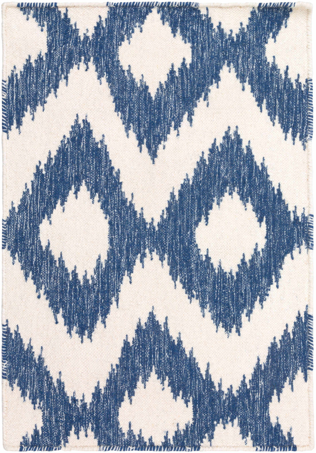 Richton Contemporary Blue And White Hand Woven Wool Rug