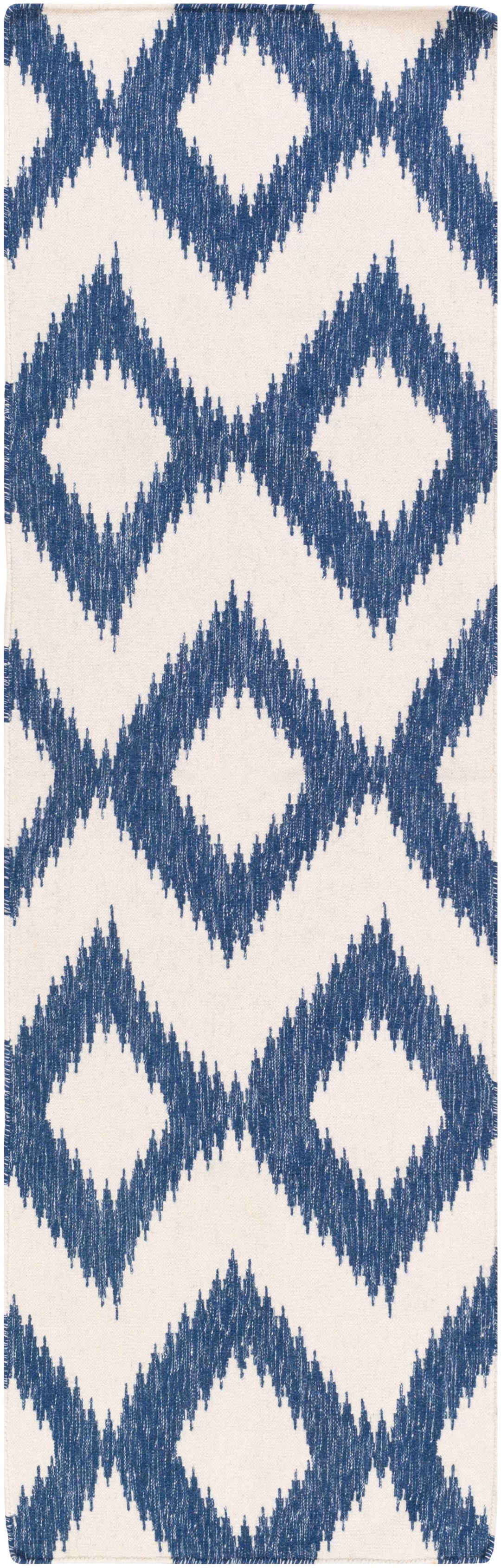 Richton Contemporary Blue And White Hand Woven Wool Rug