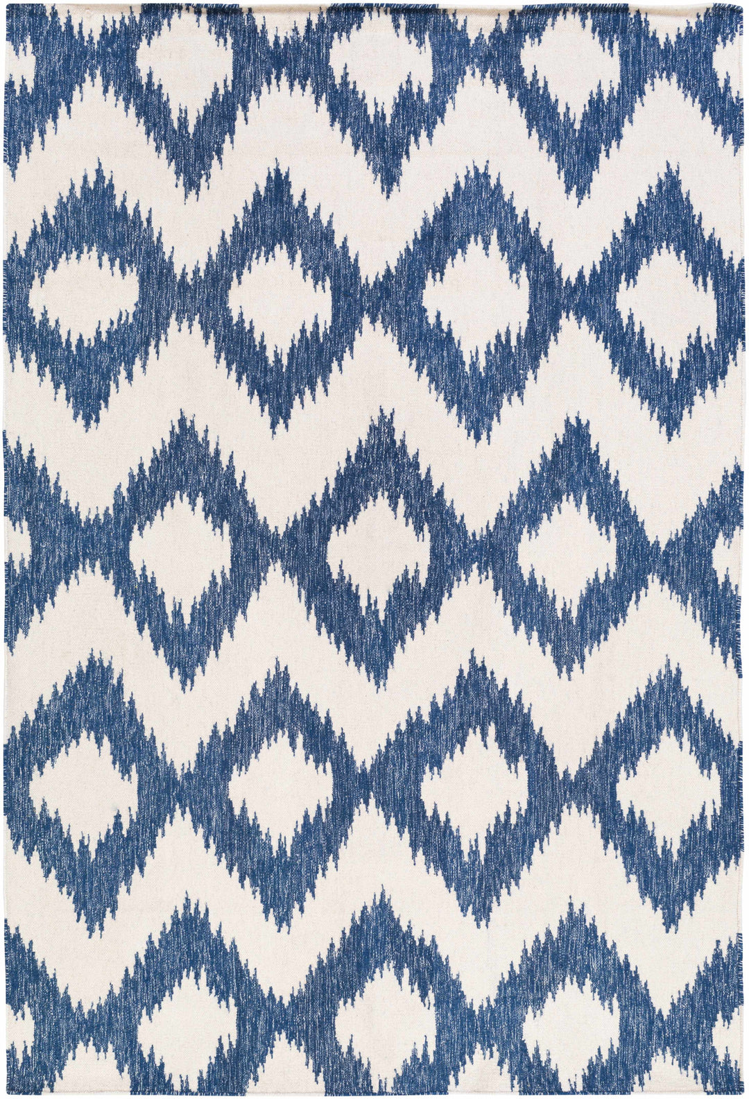 Richton Contemporary Blue And White Hand Woven Wool Rug