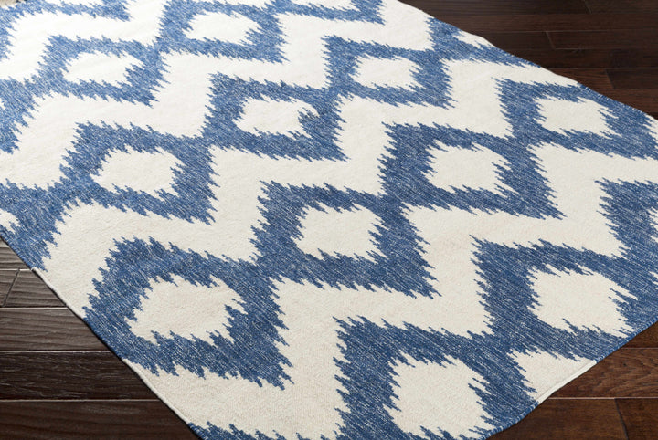 Richton Contemporary Blue And White Hand Woven Wool Rug
