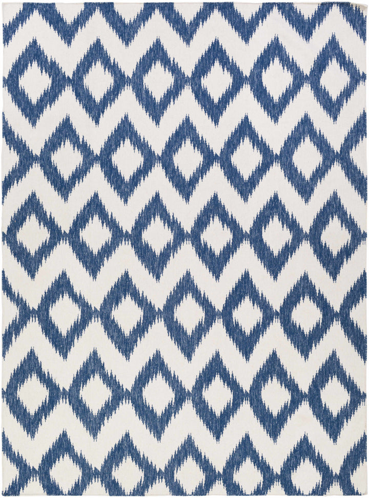 Richton Contemporary Blue And White Hand Woven Wool Rug