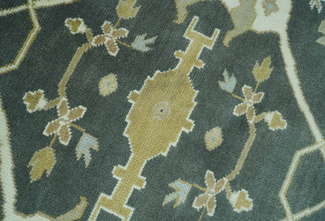 Richmond Custom Made Charcoal and Beige Hand Knotted Oushak wool Area Rug - The Rug Decor
