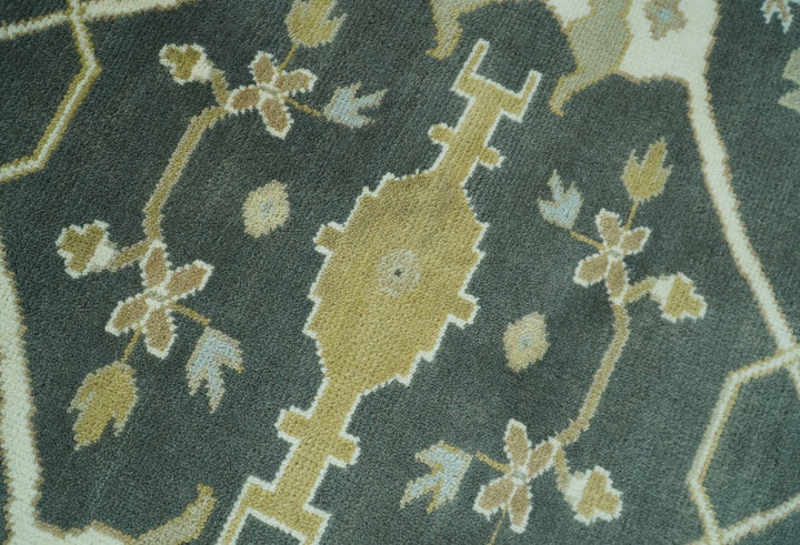 Richmond Custom Made Charcoal and Beige Hand Knotted Oushak wool Area Rug - The Rug Decor