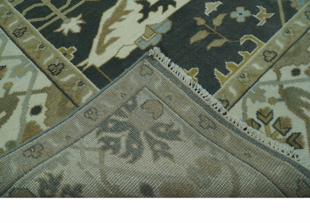 Richmond Custom Made Charcoal and Beige Hand Knotted Oushak wool Area Rug - The Rug Decor