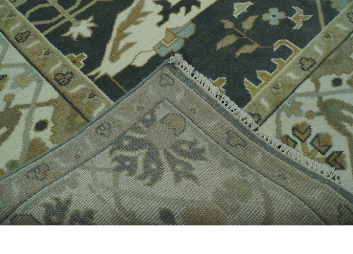 Richmond Custom Made Charcoal and Beige Hand Knotted Oushak wool Area Rug - The Rug Decor
