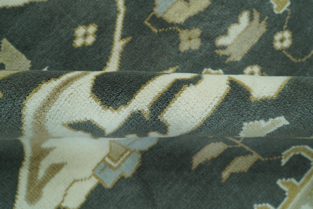 Richmond Custom Made Charcoal and Beige Hand Knotted Oushak wool Area Rug - The Rug Decor