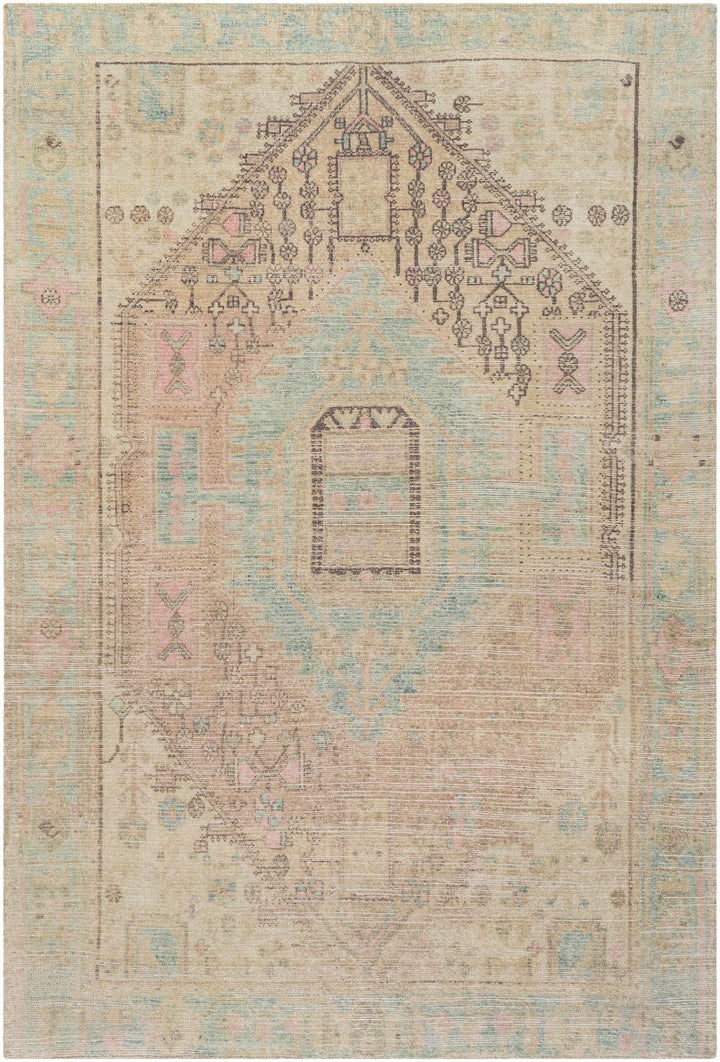 Rickinghall Traditional Style Beige And Blue Hand Tufted Area Rug
