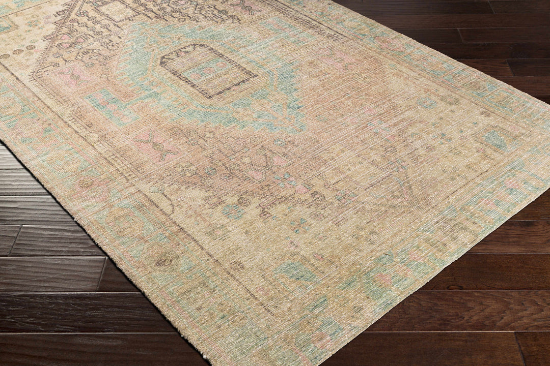 Rickinghall Traditional Style Beige And Blue Hand Tufted Area Rug