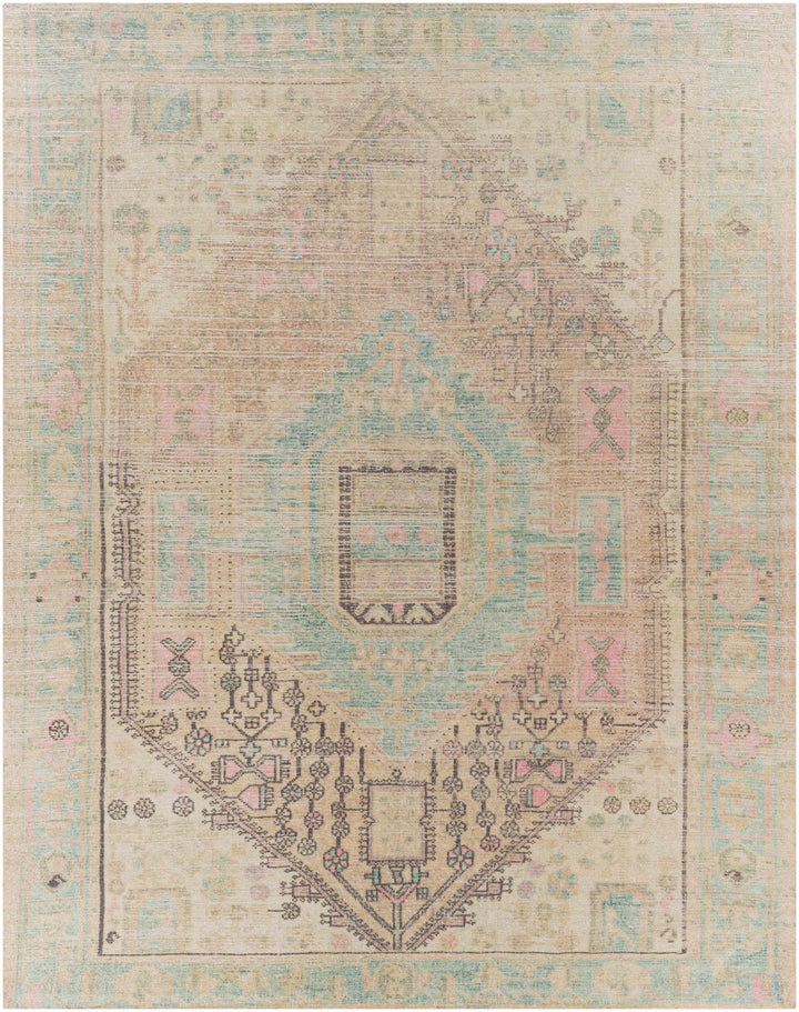 Rickinghall Traditional Style Beige And Blue Hand Tufted Area Rug
