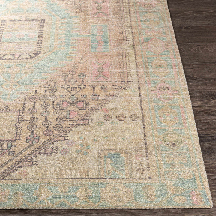 Rickinghall Traditional Style Beige And Blue Hand Tufted Area Rug