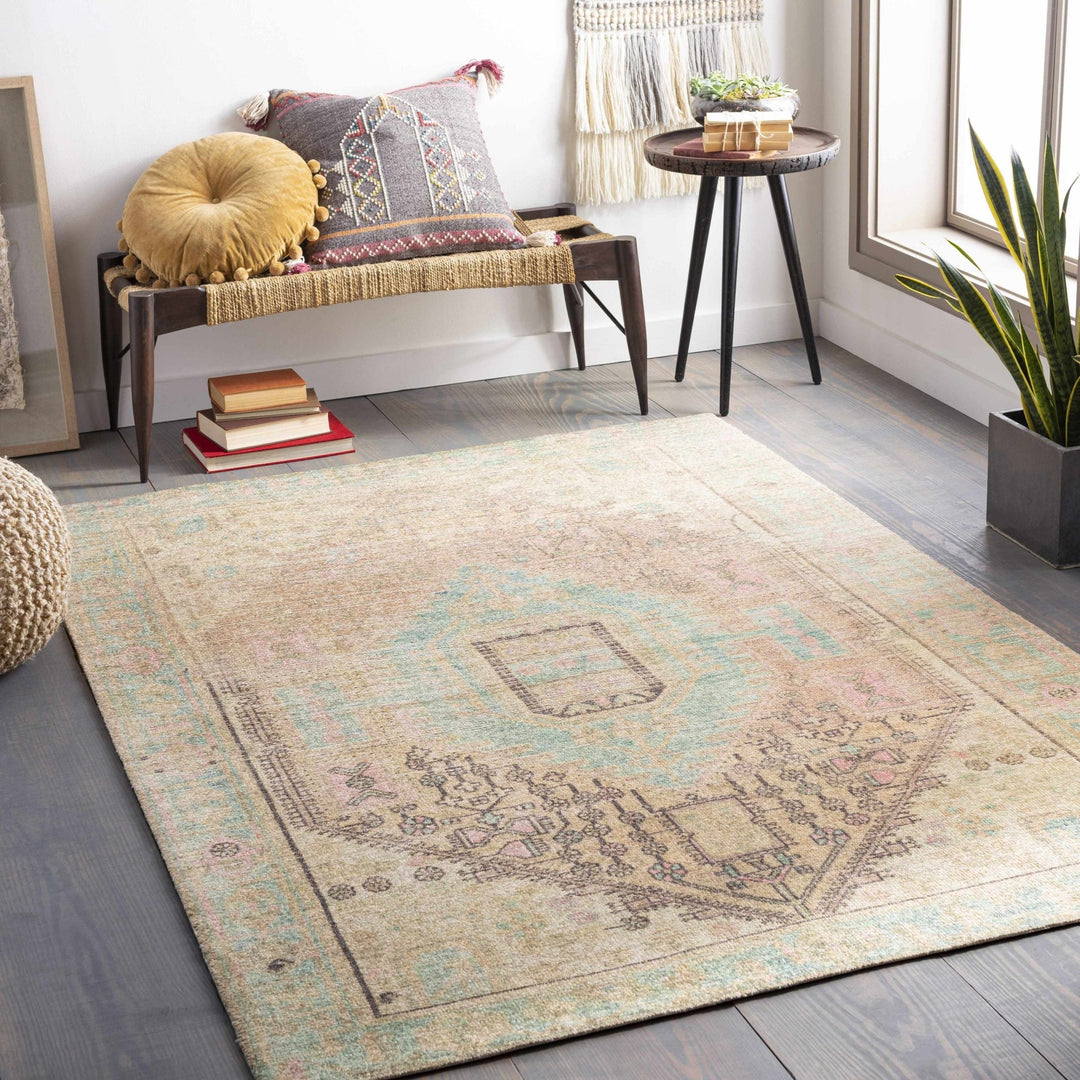 Rickinghall Traditional Style Beige And Blue Hand Tufted Area Rug - The Rug Decor