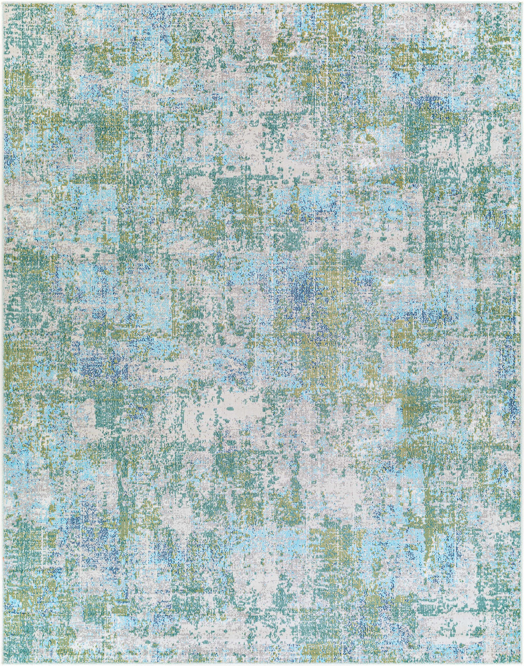 Riegelwood Modern Abstract Design Teal And Ivory Outdoor Rug