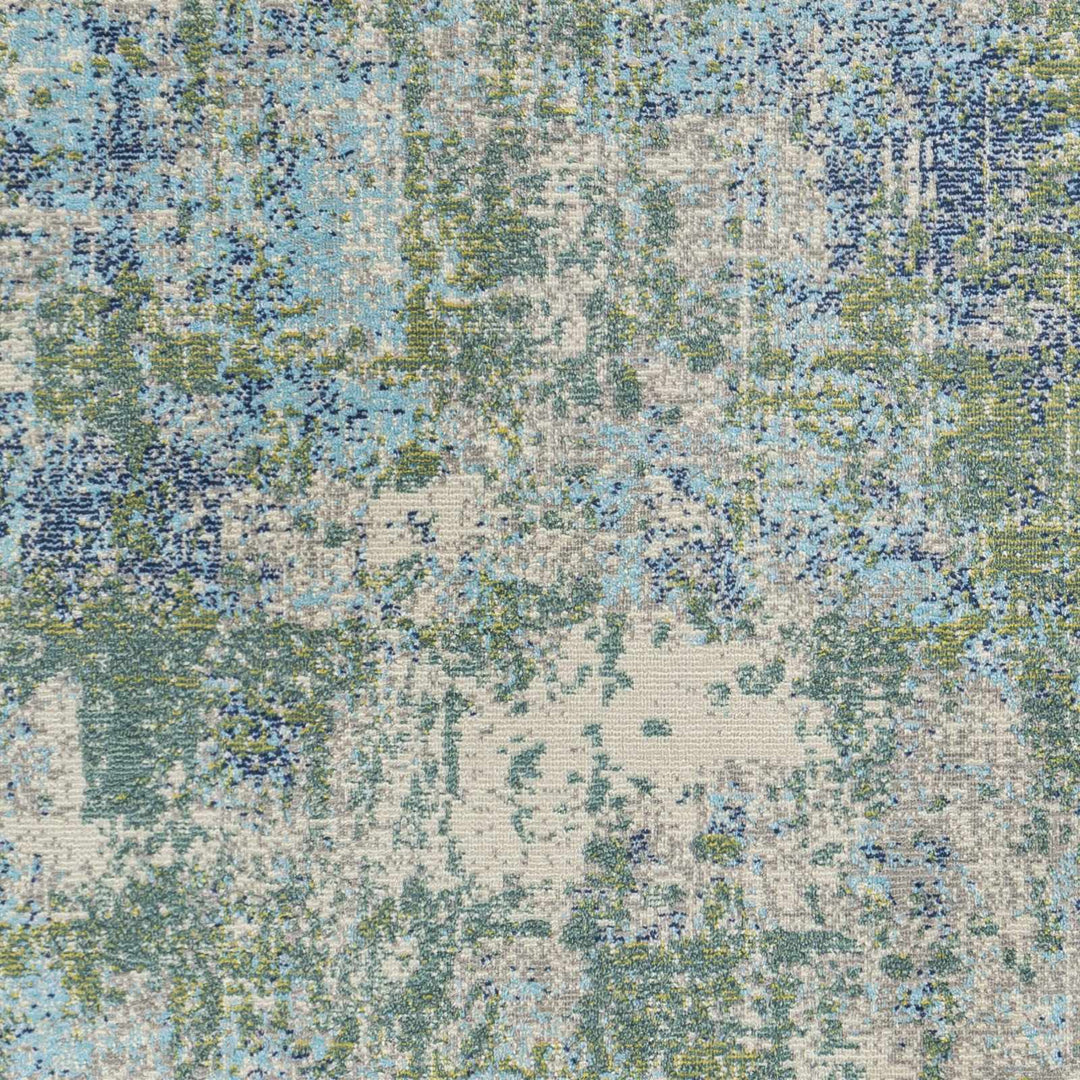 Riegelwood Modern Abstract Design Teal And Ivory Outdoor Rug