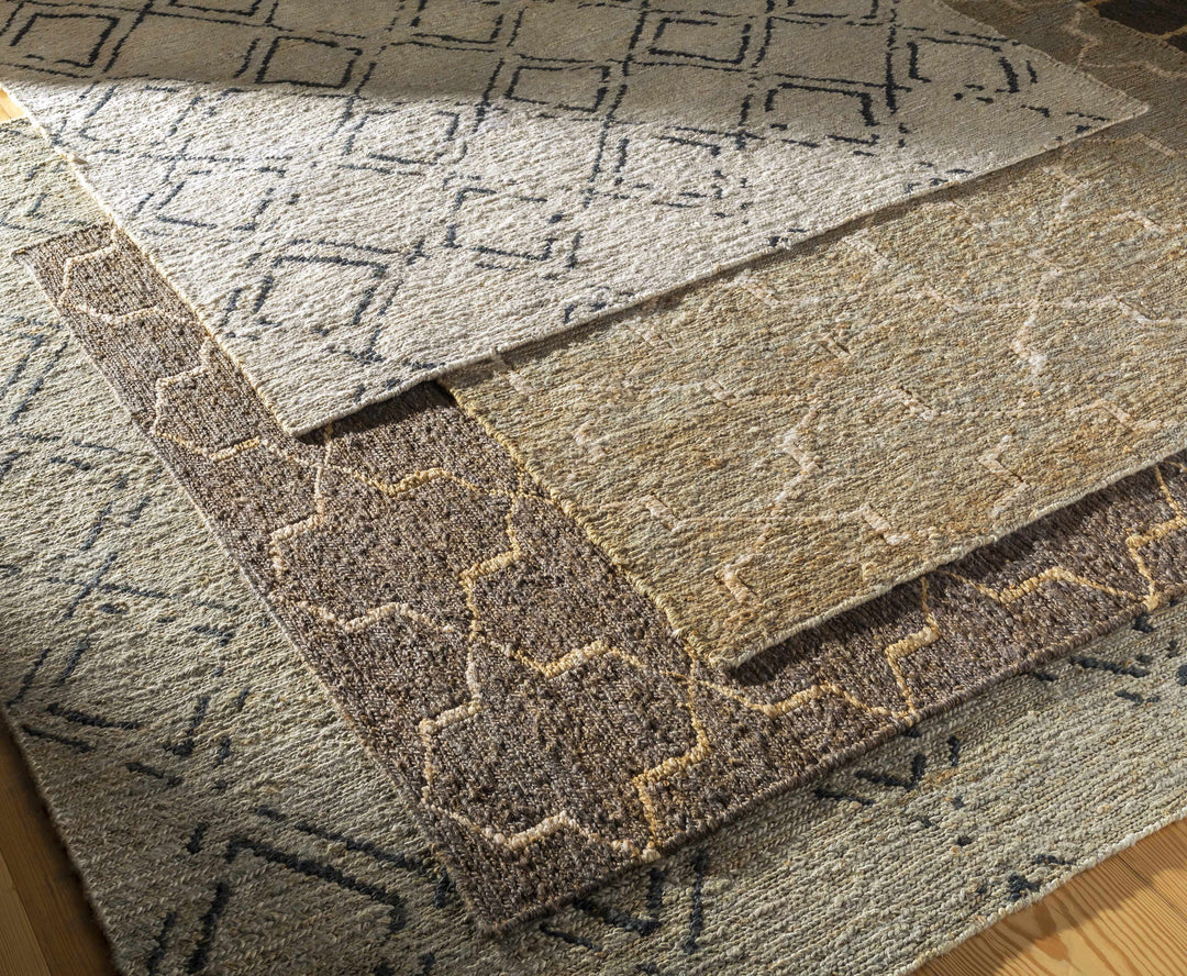 Barlig Trellis Design Beige & Black Hand Woven Jute Rug