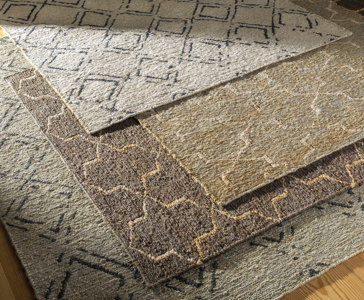 Barlig Trellis Design Beige & Black Hand Woven Jute Rug
