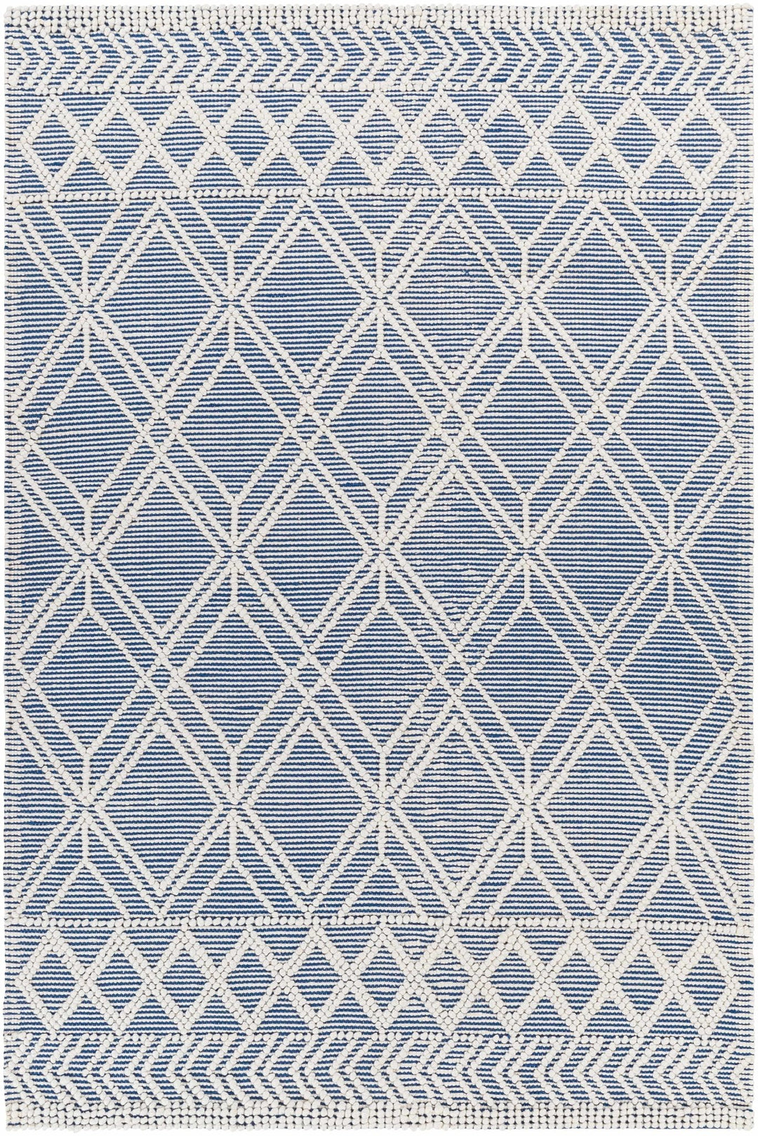 Rika Modern Geometric Design Ivory And Blue Hand Woven Rug - The Rug Decor