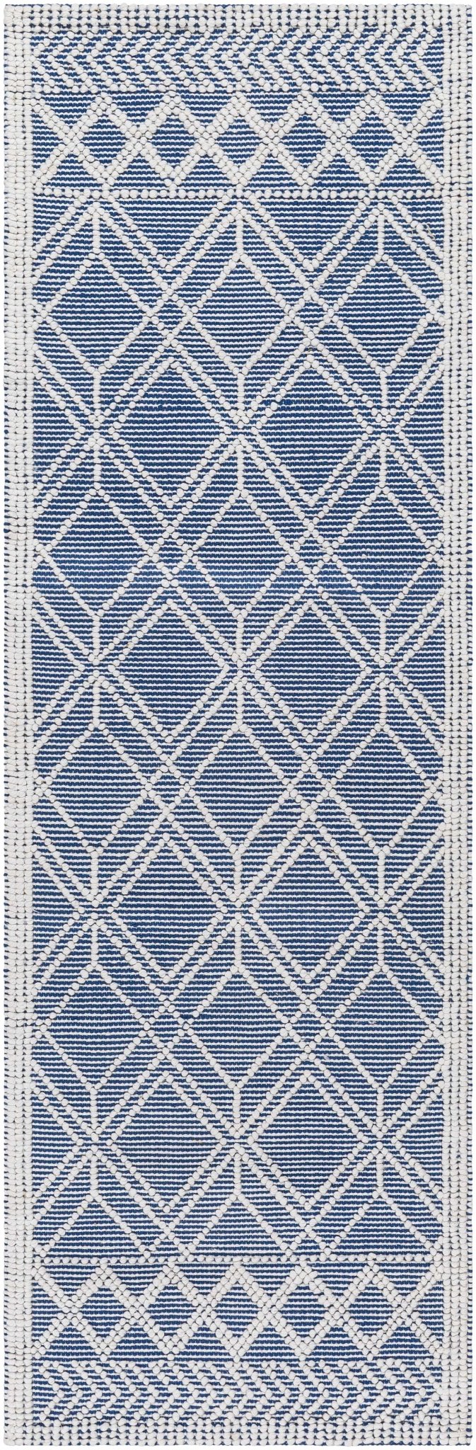 Rika Modern Geometric Design Ivory And Blue Hand Woven Rug - The Rug Decor