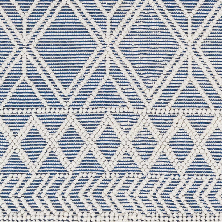 Rika Modern Geometric Design Ivory And Blue Hand Woven Rug - The Rug Decor