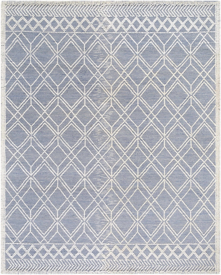 Rika Modern Geometric Design Ivory And Blue Hand Woven Rug - The Rug Decor