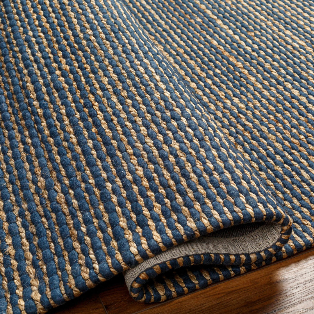 Riki Contemporary Blue And Beige Jute and Wool Rug - The Rug Decor