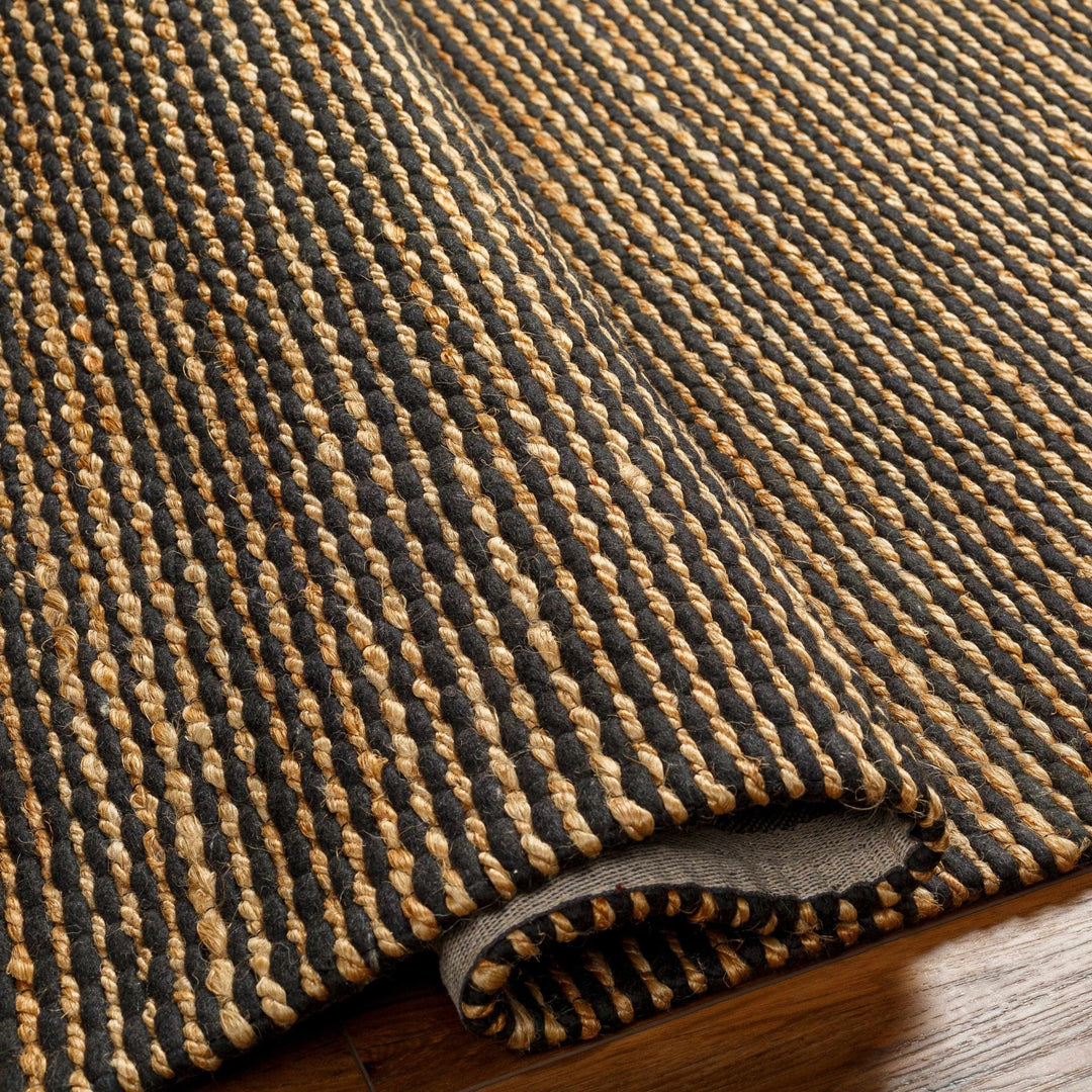 Riki Contemporary Style Black And Tan Wool and Jute Rug - The Rug Decor