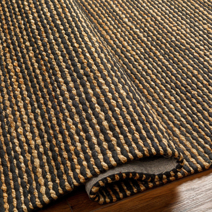 Riki Contemporary Style Black And Tan Wool and Jute Rug - The Rug Decor