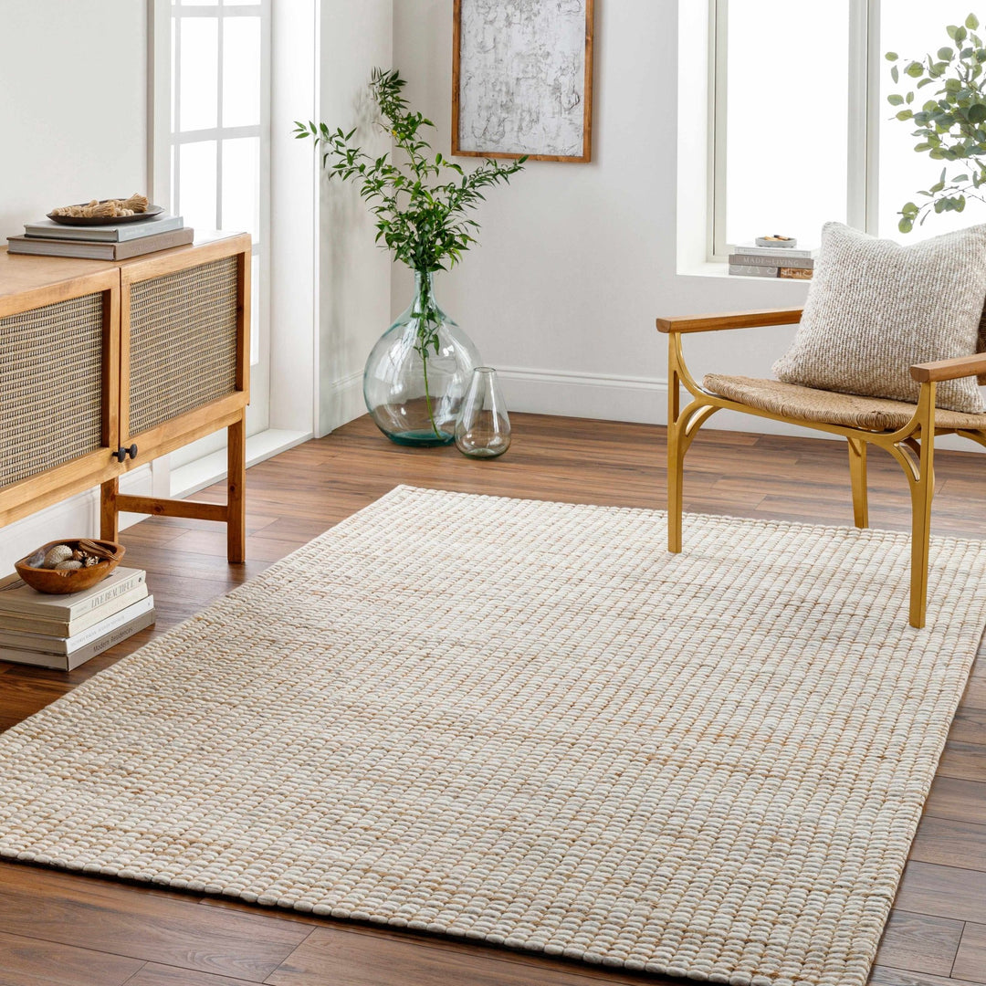 Riki Contemporary Tan And Beige Jute and Wool Rug - The Rug Decor