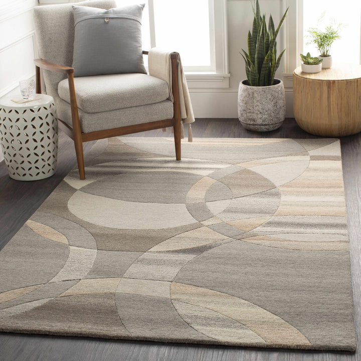 Rillton Contemporary Gray And Tan Wool Rug - The Rug Decor
