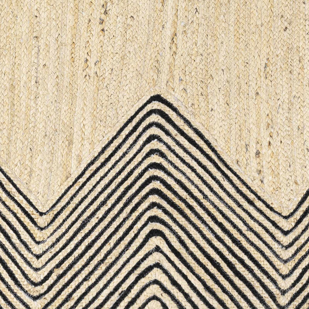 Ringstead Modern Geometrical Beige And Black Jute Braided Carpet - The Rug Decor