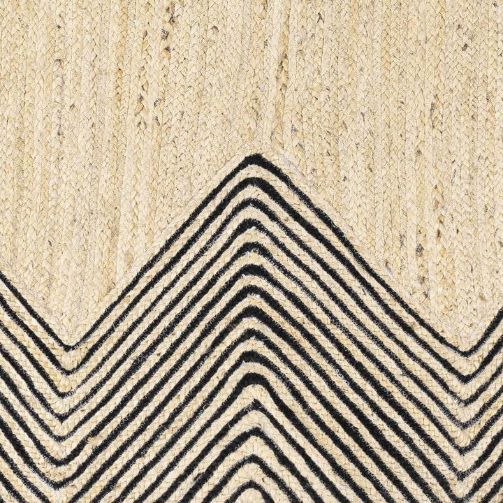 Ringstead Modern Geometrical Beige And Black Jute Braided Carpet - The Rug Decor