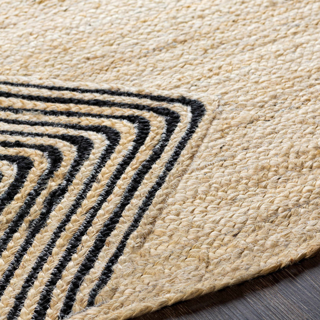 Ringstead Modern Geometrical Beige And Black Jute Braided Carpet - The Rug Decor