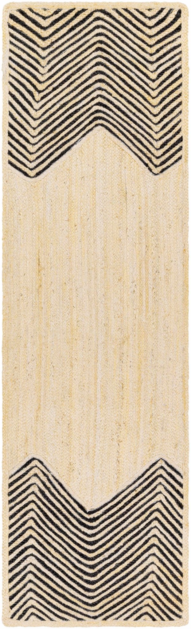 Ringstead Modern Geometrical Beige And Black Jute Braided Carpet - The Rug Decor