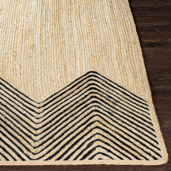 Ringstead Modern Geometrical Beige And Black Jute Braided Carpet - The Rug Decor