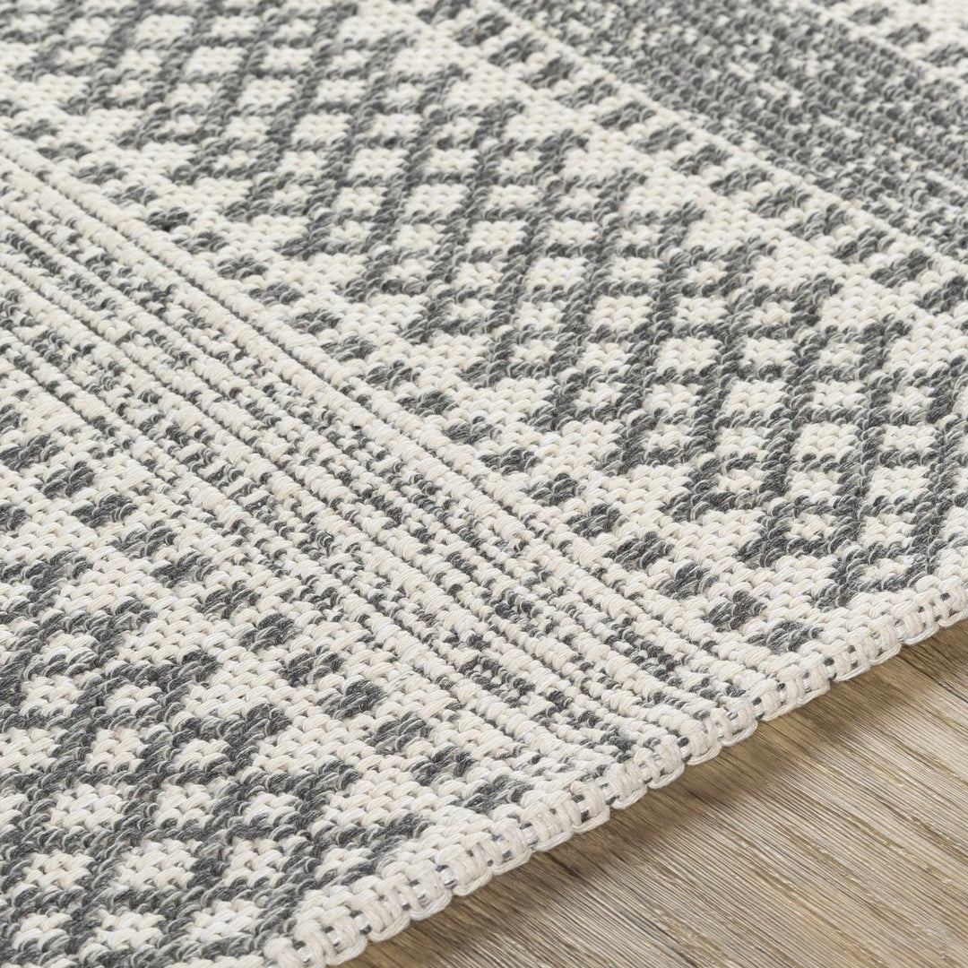 Ringtown Modern Geometrical Ivory And Charcoal Washable Area Rug - The Rug Decor