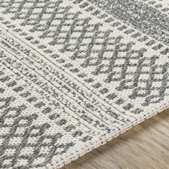 Ringtown Modern Geometrical Ivory And Charcoal Washable Area Rug - The Rug Decor