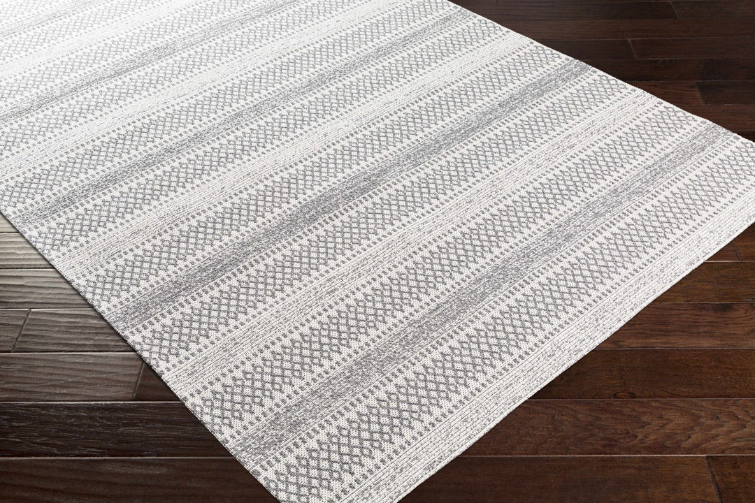 Ringtown Modern Geometrical Ivory And Charcoal Washable Area Rug - The Rug Decor