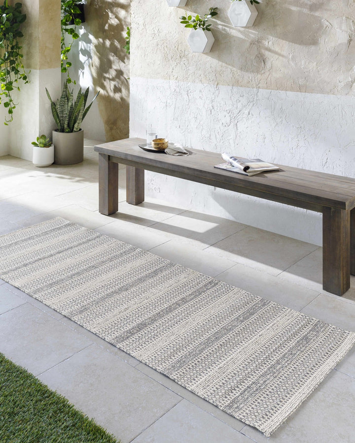 Ringtown Modern Geometrical Ivory And Charcoal Washable Area Rug - The Rug Decor