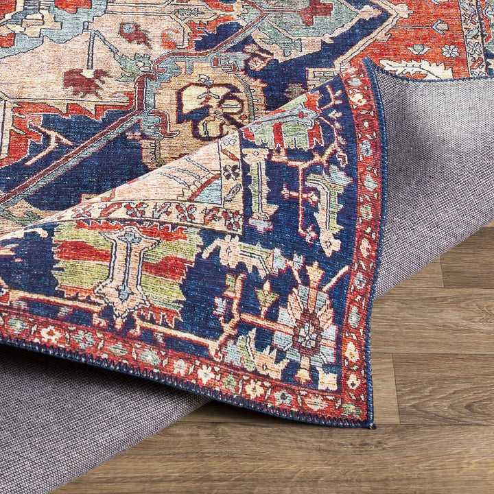 Ripplemead Blue And Red Traditional Style Area Rug