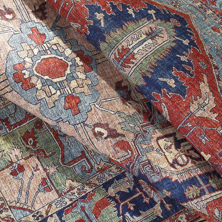 Ripplemead Blue And Red Traditional Style Area Rug